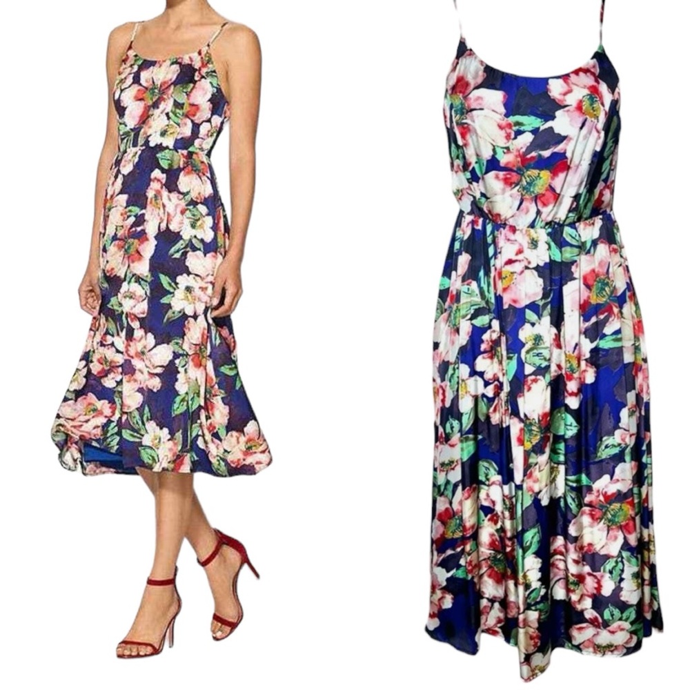 WELLS GRACE FLORAL MIDI DRESS‎ WITH SPAGHETTI STRAPS AND TIE BACK SIZE SX